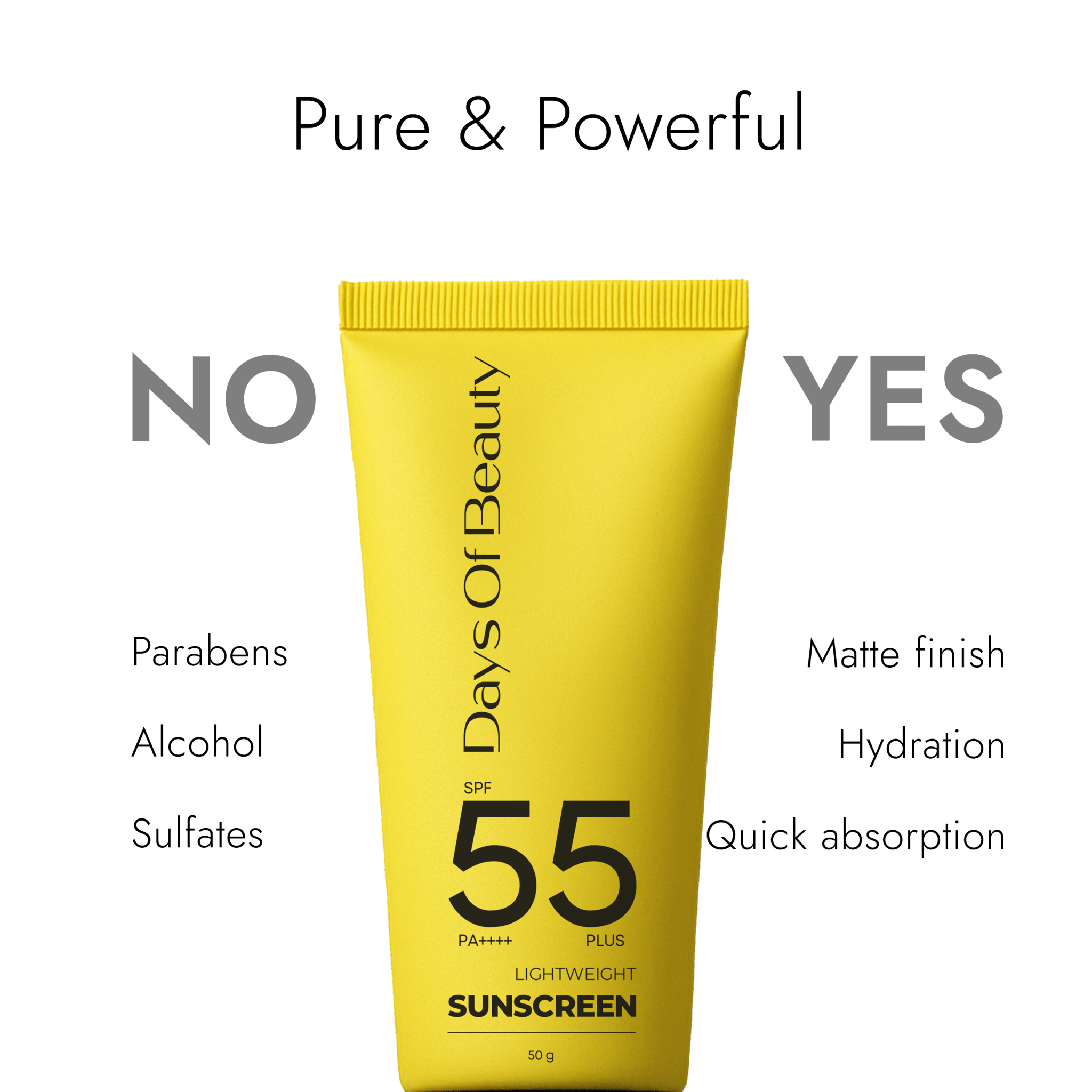 SPF 55+ PA++++ Lightweight Sunscreen - Days of Beauty