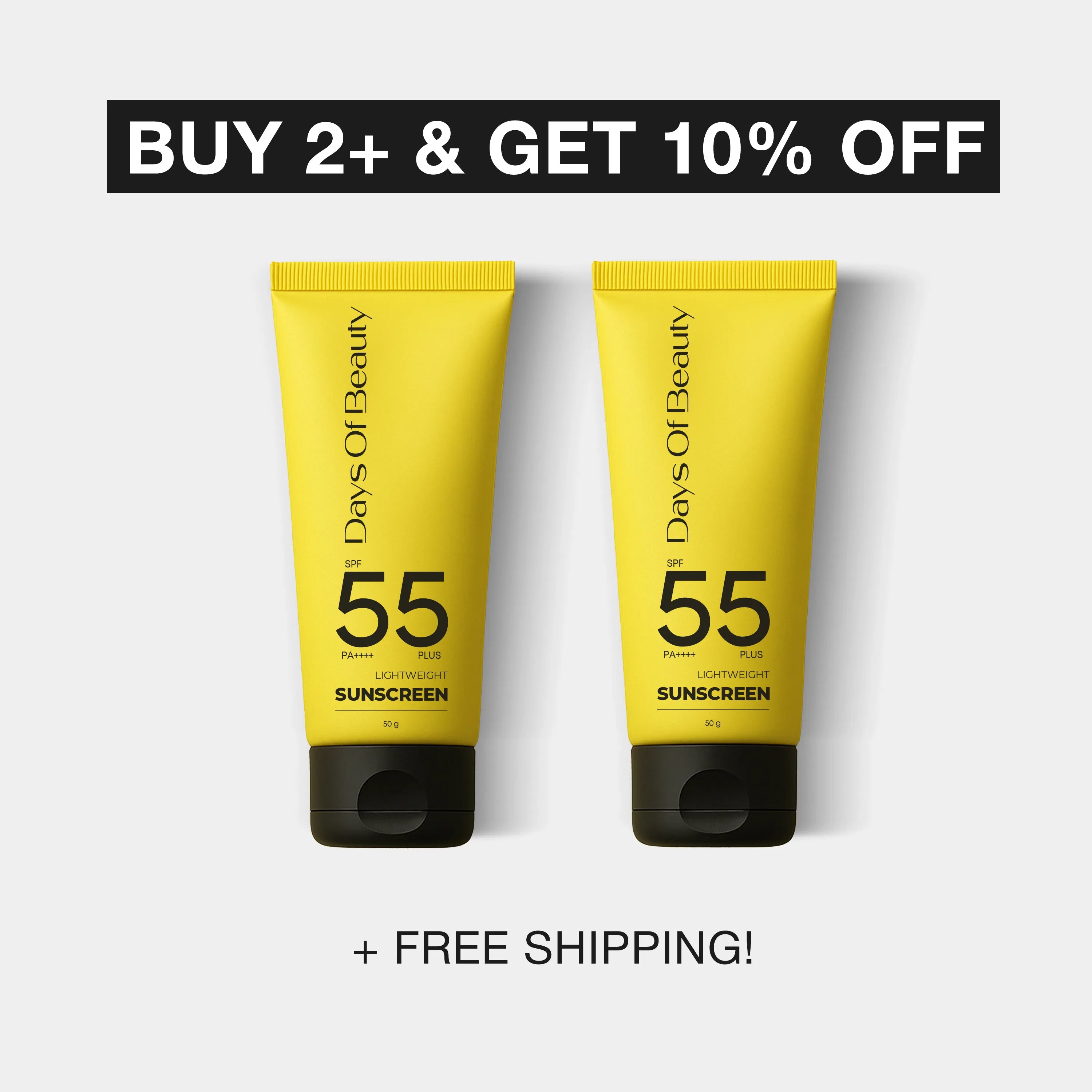 Days Of Beauty SPF 55 PA++++ hybrid sunscreen tube for oily and acne prone skin
