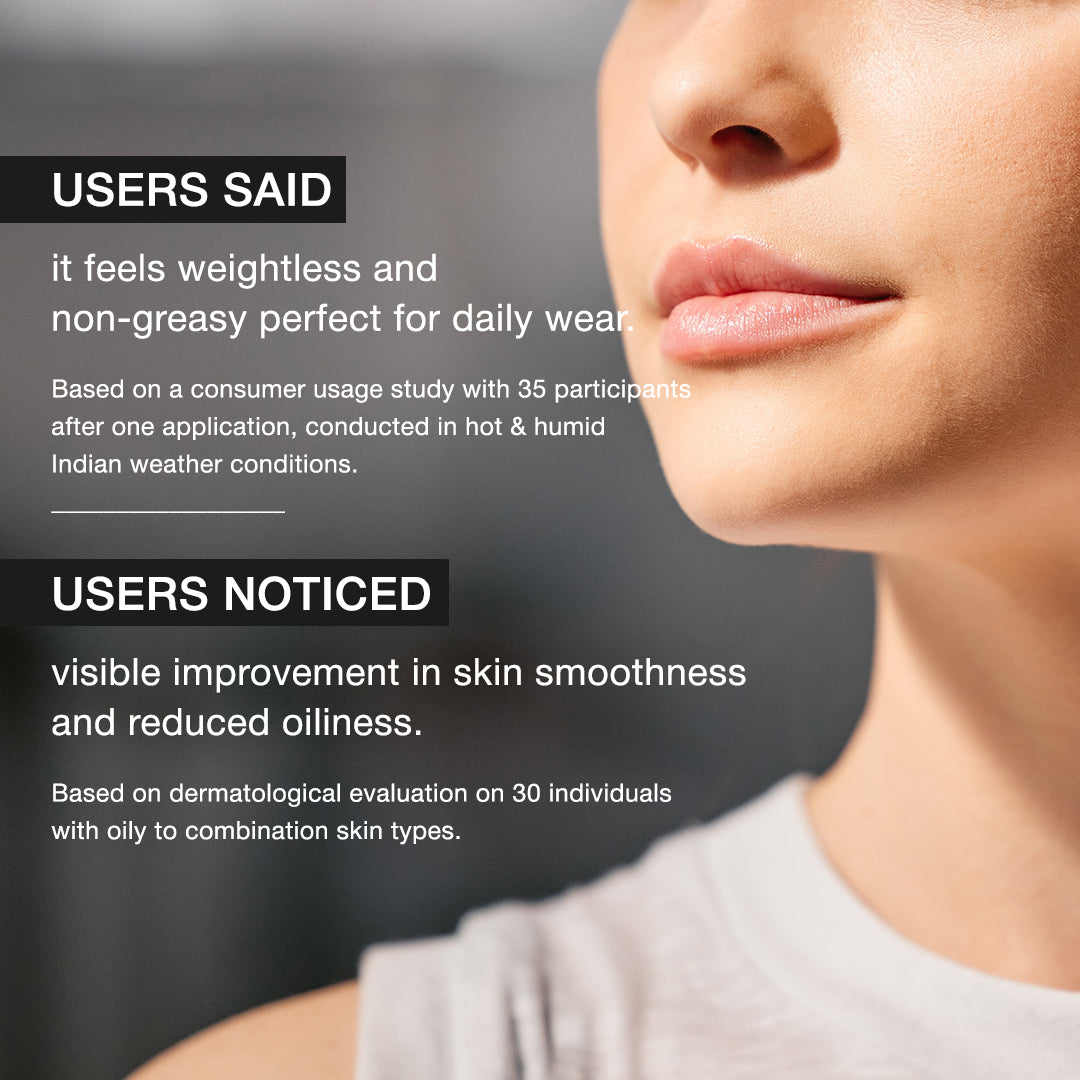 Woman with glowing skin using non-greasy matte finish sunscreen for sensitive skin
